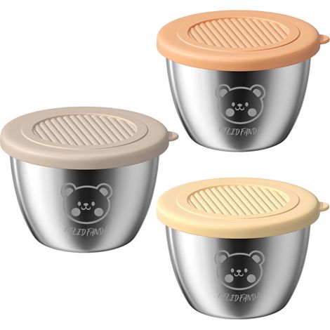 Tragbarer Salatdressingbehälter, kleiner Edelstahlbehälter mit Deckel, ideal für Saucen, Picknicks und Reisen, 50 ml, 3er-Set