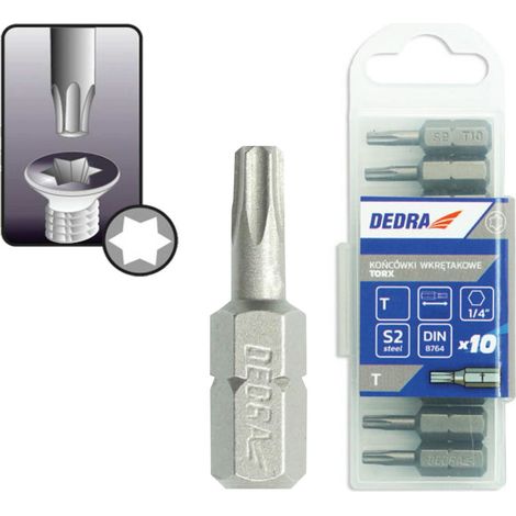 Juego de puntas Dedra 18a03t400-10 Torx 25 mm 10 piezas