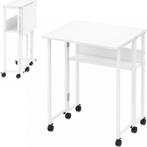 Levede Folding Computer Desk Extandable Table with Storage Shelf Wheeled Compact (1/5)