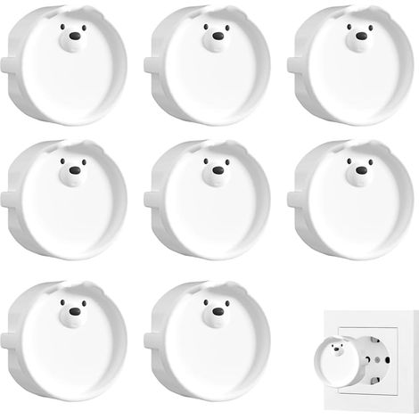(Blanc)Lot de 8 Caches Prises en Silicone, Protection Décorative/Anti Poussière, Couvercle Étanche pour Prises de Cuisine/Buanderie (1/5)