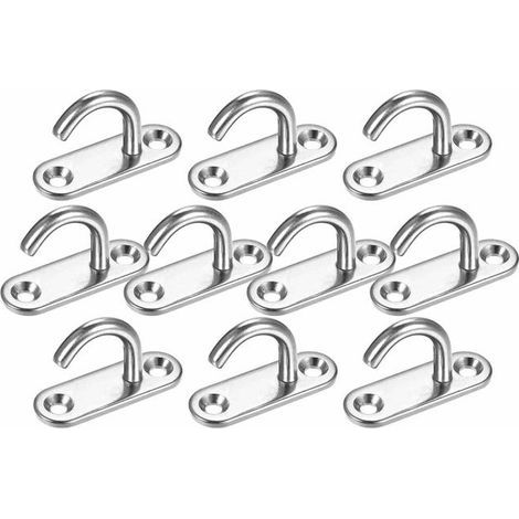 Set mit 10 Edelstahlhaken, Deckenhaken, Edelstahlhalterungen