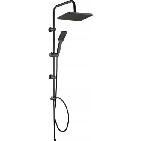 Amfisa Aufputz-Duschset, Regenduschkopf und Handbrause, schwarz, 100 cm (1/4)