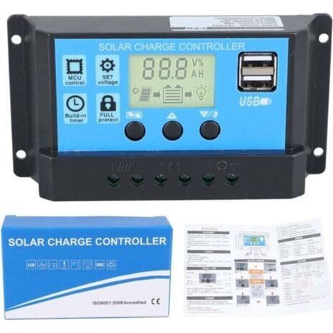 Intelligenter 30A 12V/24V PWM Batterie-Solarpanel-Laderegler mit 5V Dual-USB-Anschluss und LCD-Display für Blei-Säure-Batterien (1/5)