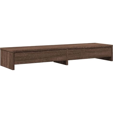 Mesa de escritorio con soporte para monitor y cajones de madera de ingeniería marrón 020044939