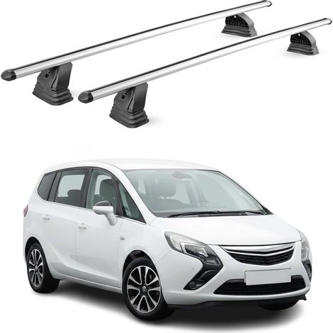 OMAC Barres de toit transversales en aluminium pour Opel Zafira C Tourer 2011-2019 – TÜV / DIN 75302:2019 – Antivol inclus – Charge max 75 kg – 2 barres – Gris (1/5)