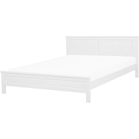 Bed Frame White Pine Wood EU Super King Size 6ft Scandinavian Style OLIVET