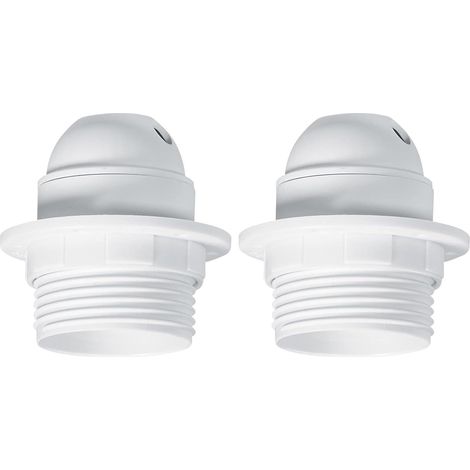 Lot de 2 Douille E27 Plastique Blanc Bague Sortie Latérale Câble Abat-jour