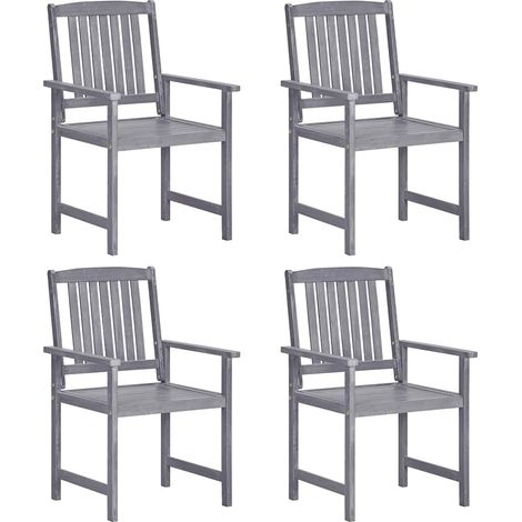 Chaises de jardin-Chaise de terrasse-Chaise d'extérieur lot de 4 Bois massif d'acacia Gris (1/5)