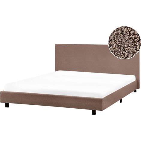 Bett mit Lattenrost Bouclé ALBI 160 x 200 cm Braun