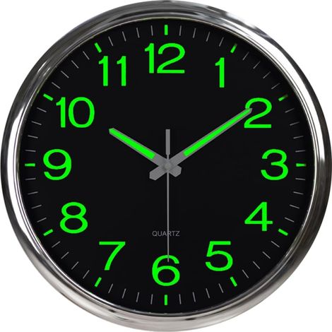 Horloge Murale Lumineuse 30cm/12, Horloge Murale Silencieuse Alimentée par Piles, Horloge Murale Décorative, Facile à Lire pour Cuisine, Salon, Chambre (Argent) (1/5)