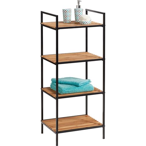 Scaffale a 4 Ripiani in Bamboo Nero (1/2)