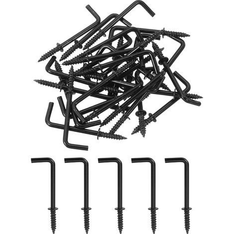 50 Pièces Tricots à Vis en Forme de L de 1-1/4 pouces Noir (1/5)