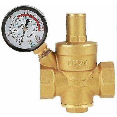 Réducteur de pression d'eau en laiton réglable avec manomètre, régulateur de débit précis pour plomberie. (1/5)