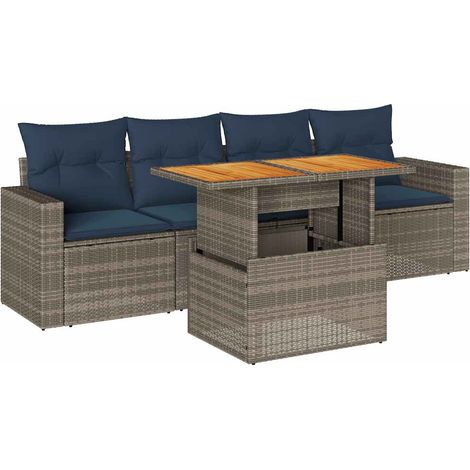 Maison Exclusive - 5-tlg. Garten-Sofagarnitur mit Kissen Grau Pol (1/5)