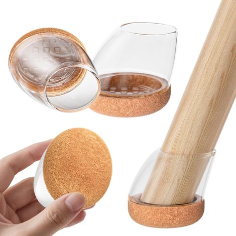 Protège-pieds de chaise en silicone 24 pièces, avec feutre enveloppé, réduction du bruit et anti-rayures, rond 20-26 mm (1/5)