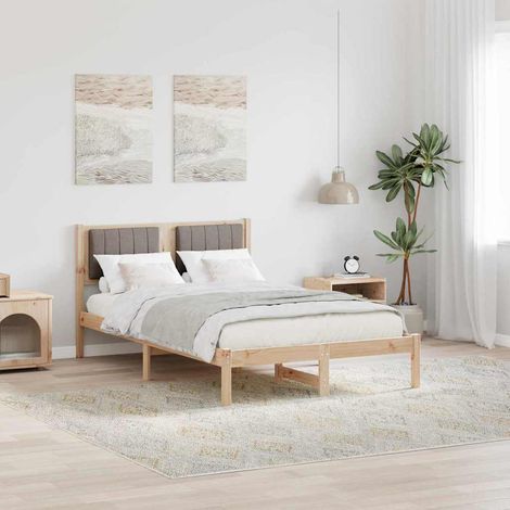 Estructura de Cama con Cabecera Tapizada Taupé 120 x 200 cm