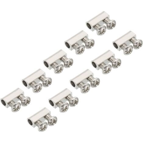 10x4x5mm Fil Corde Clips, 10 Pcs Acier Câble Pinces 3mm Double Trous Fil Serrure Corde Raccords Clip avec M3x0.5 Vis pour Câble