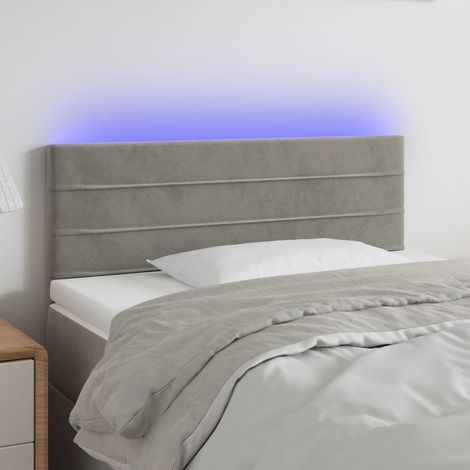 Tête de lit à LED - Design industriel - Pour Lit adulte - Gris clair 100x5x78/88 cm Velours Chic-219055 (1/5)