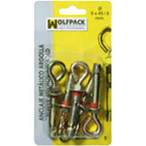 Anclaje Metálico Argolla 6x 45/ 8 mm. (5 Piezas)
