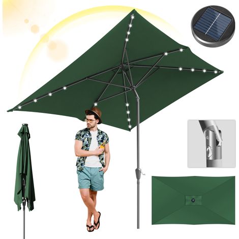 TolleTour Ombrellone rettangolare 2 × 3 m con illuminazione a LED – Ombrellone da terrazza, verde