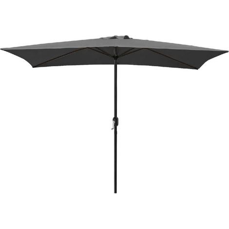 Parasol de jardin - JUANIO - Manivelle - Protection UV - Diamètre 300 cm - Gris anthracite (1/4)