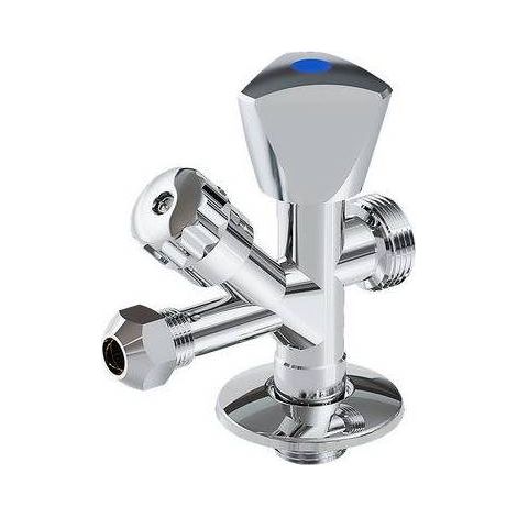 ROBINET COMBINÉ SOUS-EVIER - LAVE-LINGE Dimensions : 1/2 x 3/4 x 3/8 x 10 chrome