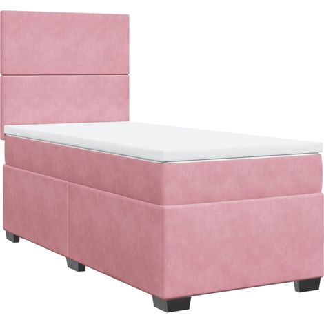 Maison Exclusive - Cama box spring con colchón terciopelo rosa 10