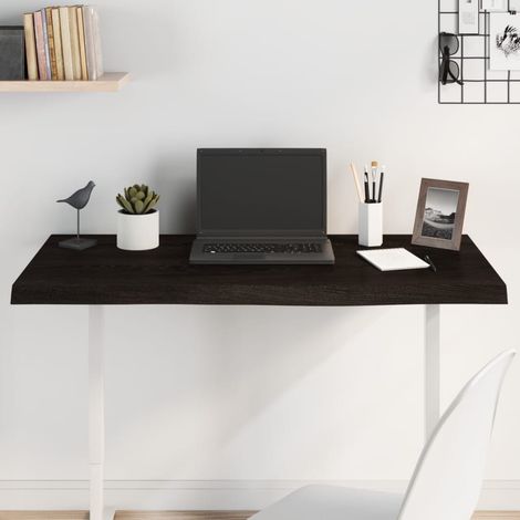 Dessus de table marron foncé bois chêne massif traité