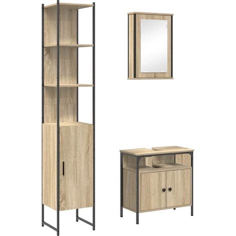 Maison Exclusive - Badezimmermöbel-Set mit Regal 3 pcs Sonoma-Eic