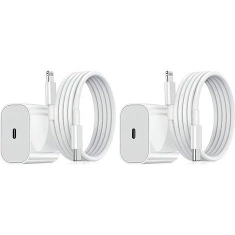 Lot de 2 chargeurs iPhone – Adaptateur de charge rapide USB-C 20 W + câble de 2 m, blanc (NT) (1/5)
