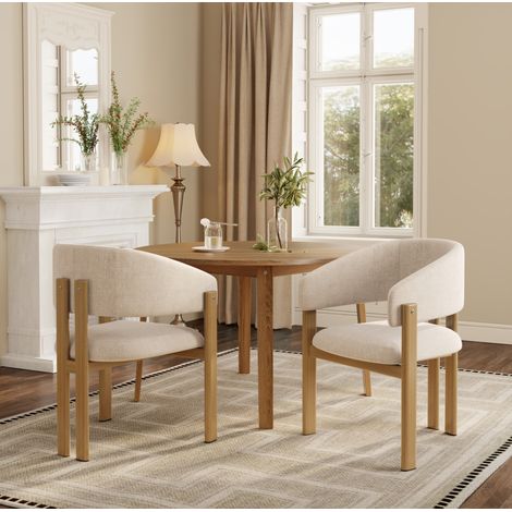 Lote de 2 sillas de comedor 61,5x52,5x83 cm de metal y lino beige – MEUBLIV (1/5)