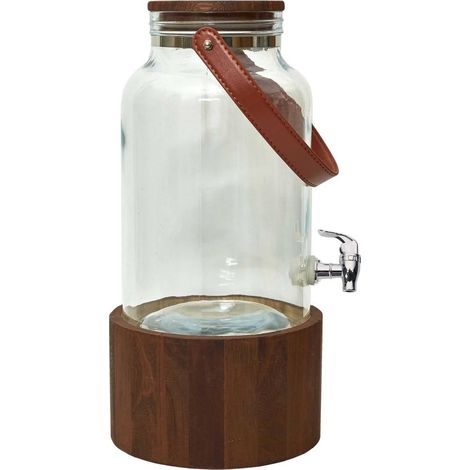 Fontaine à Boisson en Verre 6 L Support Bois et Robinet (1/5)