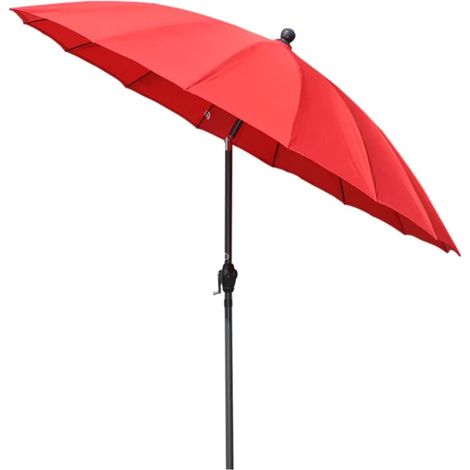 Garden Parasol 2.6m Red Patio Umbrella with Crank Handle Tilt Aluminium Pole Vented Outdoor Table Sun Shade