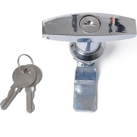Cadenas à poignée en T chromé brillant antirouille pour remorque, boîte à outils, tiroir, armoire, caravane, camping-car, camion, autocaravane (1/5)
