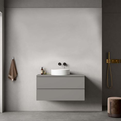 Mobile bagno sospeso 100 cm Grigio Londra per Lavabo d'appoggio Senza Specchio - Fiji Paint Top (1/4)