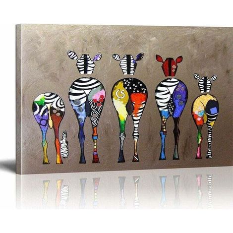 Lienzo impreso con diseño de cebra colorida estilo arte callejero, 40x50cm – Impresión HD sobre lienzo – Decoración de pared moderna – Regalo para amantes del arte (1/5)