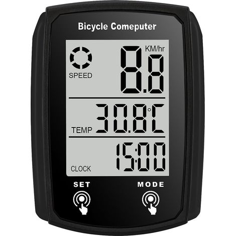 (noir)compteur De Vlo Cbl Fil, Tanche Ordinateur De Vlo Avec Franais Rtroclairage Lcd Hd D'affichage De L'cran Compteur Kilomtrique De Vitesse Et (1/5)