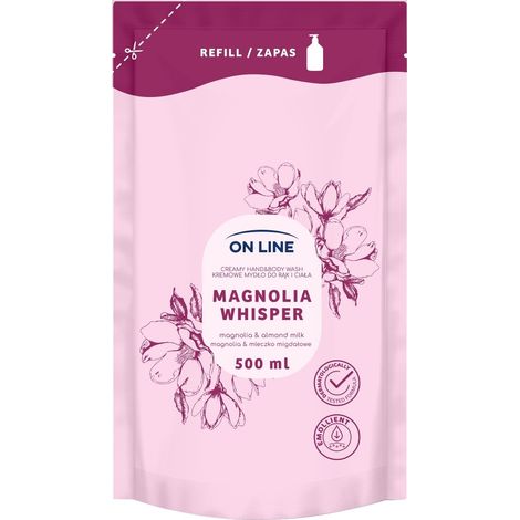 Sapone cremoso per mani e corpo ON line Magnolia e Latte di Mandorla - ricarica da 500 ml
