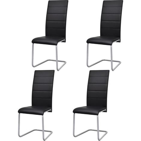 Freischwinger 4 Stk. Schwarz Kunstleder