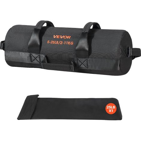 Saco de arena de entrenamiento VEVOR, 56-90 kg, saco de boxeo ajustable, negro (sin relleno), 11 kg, con asas, entrenamiento cruzado, ejercicio en casa. (1/2)