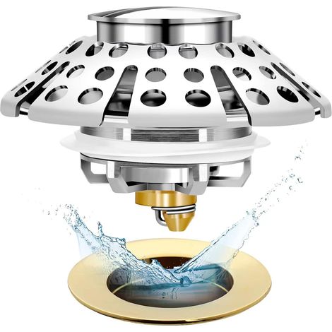 Bouchon d evacuation pour baignoire avec filtre a cheveux pop up pour douche et bain anti obstruction etancheite parfaite (1/5)