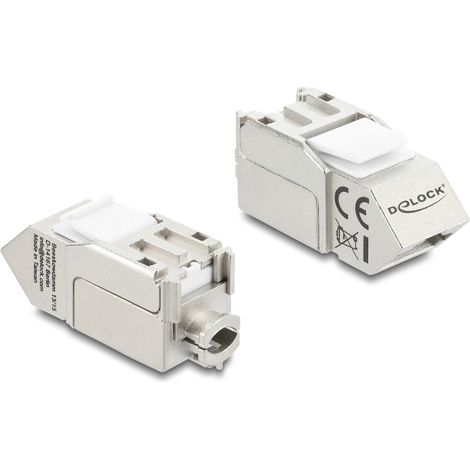 Delock MÃ³dulo Keystone RJ45 hembra a LSA Cat.6A, conector en Ã¡ngulo de 45Â°, apantallado, guiado de cable a 90Â°, sin herramientas, metÃ¡lico