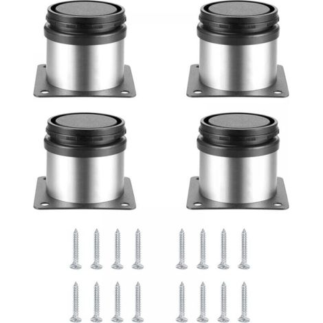 Set of adjustable furniture legs, kitchen cabinet legs, stainless steel furniture legs for cabinets, shelves, tables with screws (50 x 50 mm, silver) YMYNY