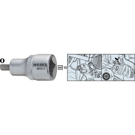 HAZET Écarteur du boîtier du roulement de roue 4912-2 ∙ Carré creux 12,5 mm (1/2 pouce) ∙ Profil à pivot massif ∙ Profil à pivot massif 5 x 7 mm