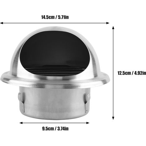 Grille de Ventilation Rond en Acier Inoxydable pour Mur ou Plafond Diamètre 14.5cm Système Anti-Vent et Anti-Insectes Installation Facile (1/5)