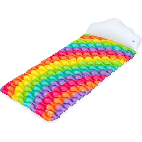 TRADE SHOP - Materassino Arrotolabile Fashion Rainbow Dreams Arcobaleno Con Cuscino Forma Nuvola 44107 - (1/5)