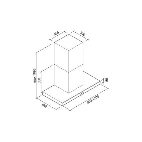 Falmec Lumina NRS. Potenza massima di estrazione: 800 m³/h, Rumorosità (velocità bassa): 33 dB, Rumorosità (velocità alta): 51 dB. Tipo: Cappa aspirante a pare... - LUMINA90NERO - CLMN90.00P2NROI490F (1/3)