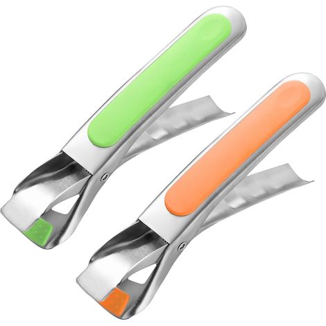 Pince à vaisselle antidérapante, anti-brûlure Pince pour friteuse à air en acier inoxydable pour four Dish Clip Air Fryers Hot Dishes Tong Stainless Steel Lift Hot Pot(Green & Orange)