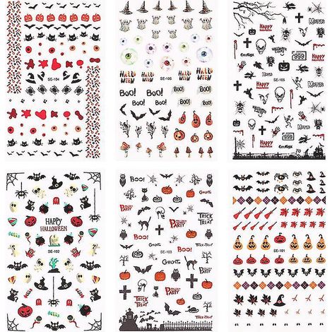 6 Bögen Nagelsticker für Halloween-Dekoration (1/3)