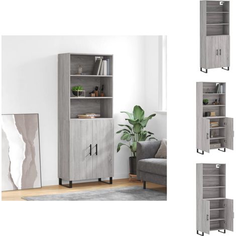 Sideboards - Living Highboard Grau Sonoma 69,5x34x180 cm Holzwerkstoff (1/5)